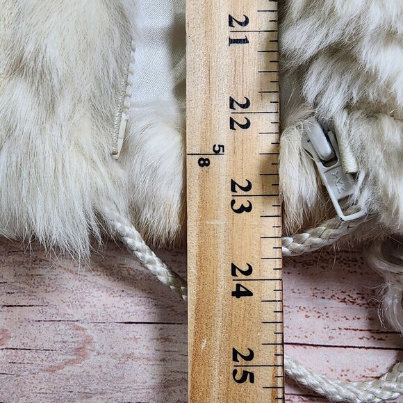 Vintage Elan Rabbit Fur Jacket Beige & Camel Striped Pattern Warm Soft Small S - Picture 15 of 15